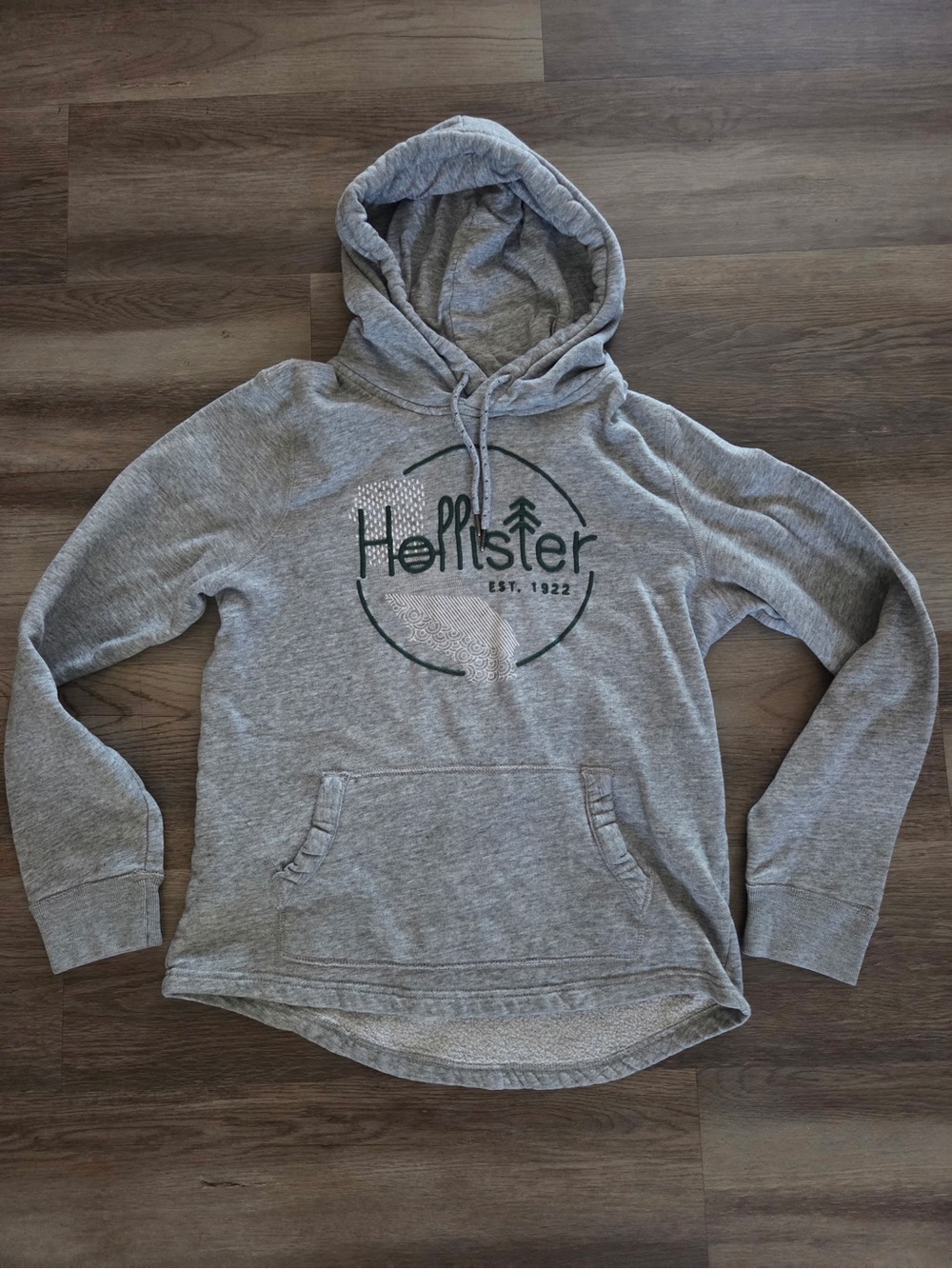 Hollister Heather Gray Logo Zip-Up Hoodie
